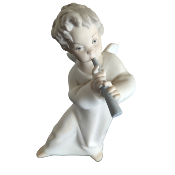 Lladro Angel Cherub With Flute Figurine 7" Marked Matte Finish - Picture 4 of 13